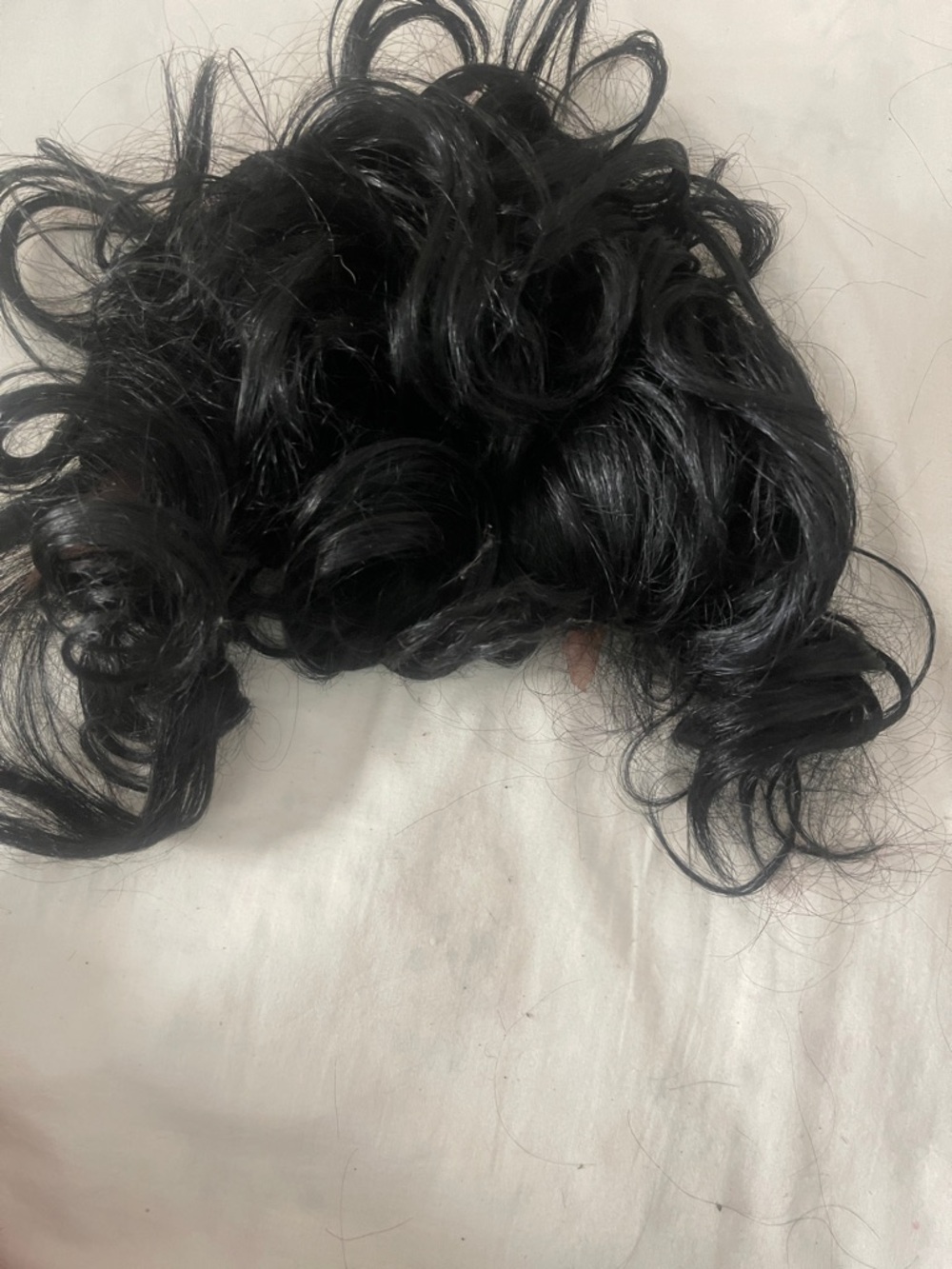 Jet Black Curly half wig 10 inches long